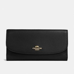 Coach Leather Check Book Wallet